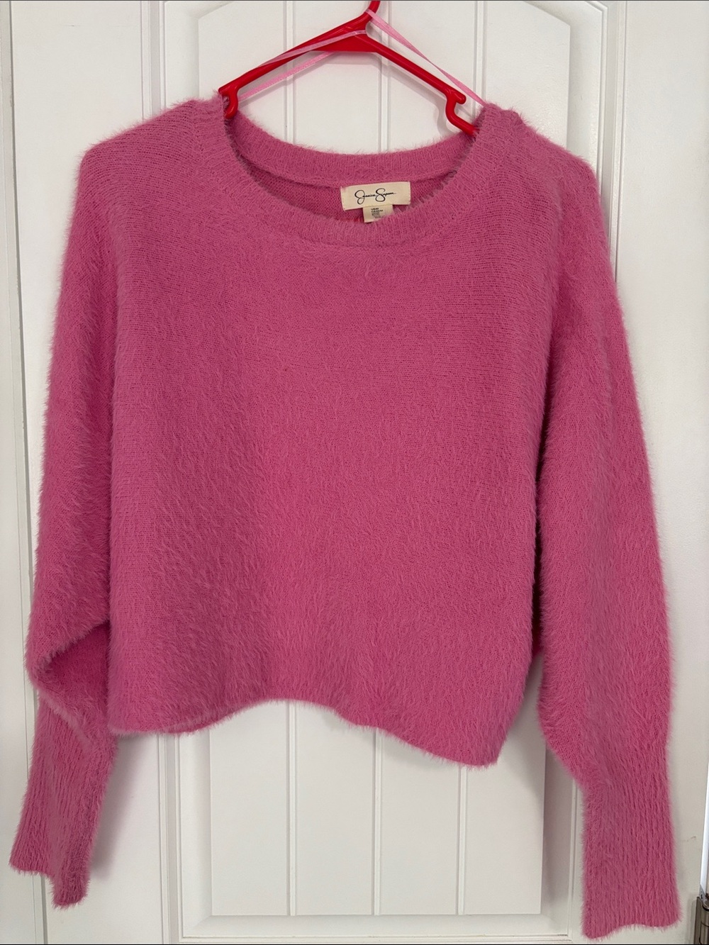 Jessica Simpson Fuzzy Hot Pink Crewneck Sweater